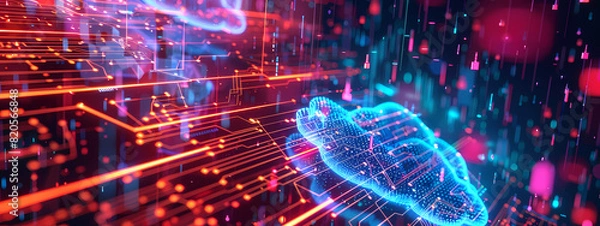 Fototapeta Futuristic Cloud Computing Illustration