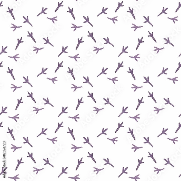 Obraz Watercolor seamless pattern with bird footprint on the white