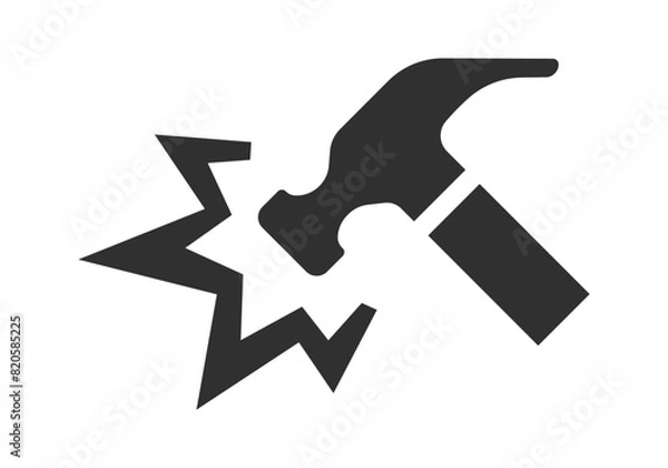 Obraz Hammer force black icon vector illustration