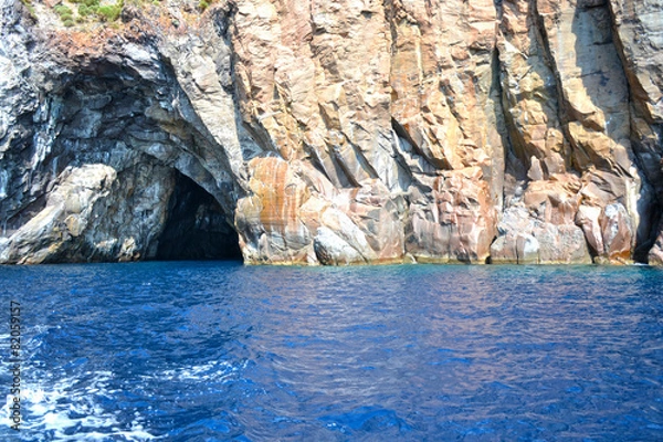 Fototapeta beautiful blue grotto in coast ustica