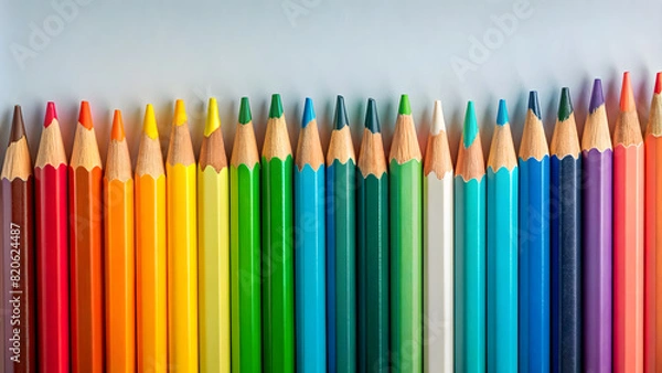 Fototapeta Colorful Pencils on Simple Background. Perfect for: School Season, Artistic Events, Creative Workshops, school supplies, educational materials, art projects, drawing tutorials, back-to-school designs.