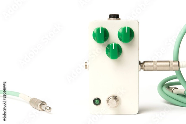 Fototapeta Blank guitar pedal with green knobs and jacks