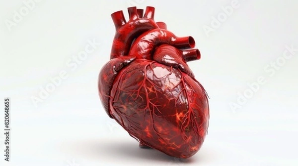 Obraz Detailed Realistic Image of Human Heart on White Background