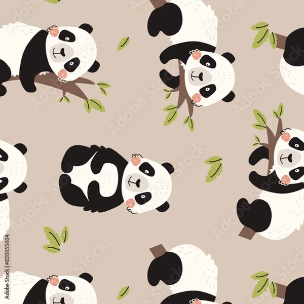 Fototapeta seamless pattern with panda