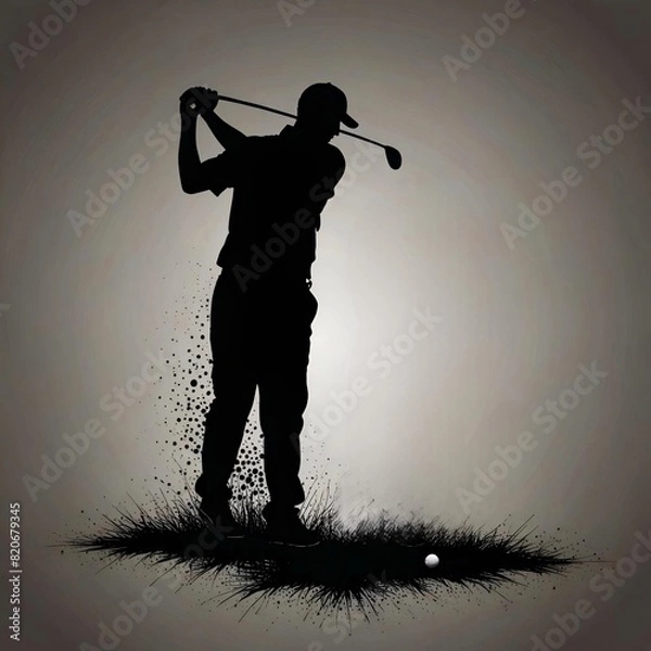 Obraz Golf ball silhouette vector background 
