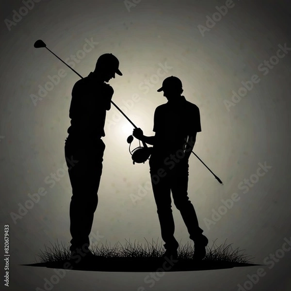 Obraz Golf ball silhouette vector background 