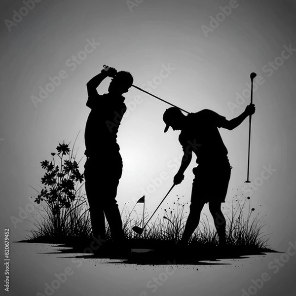 Obraz Golf ball silhouette vector background 