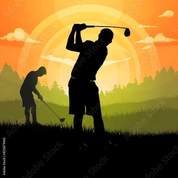 Obraz Golf ball silhouette vector background 