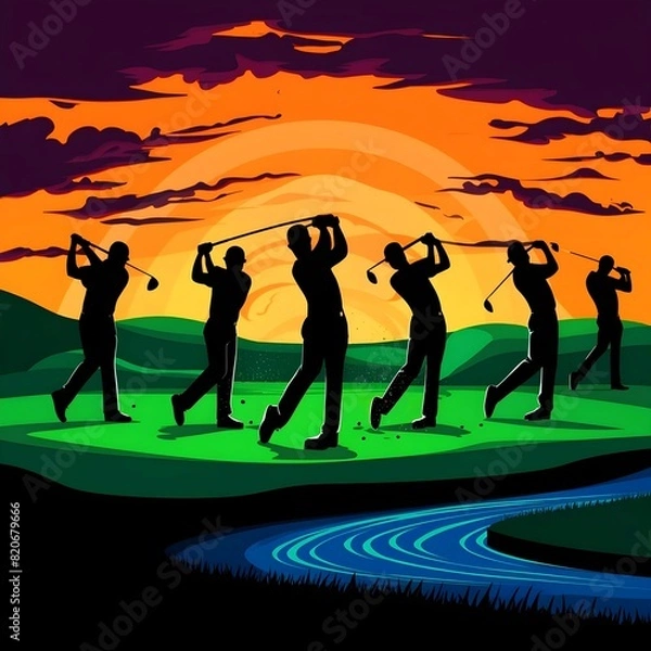 Obraz Golf ball silhouette vector background 