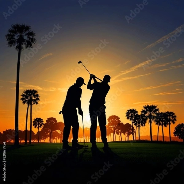 Obraz Golf ball silhouette vector background 