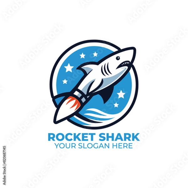 Obraz Shark with Rocket Launcher Logo Design