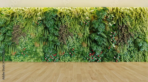 Obraz Vertical wall garden in interior design, 3d render