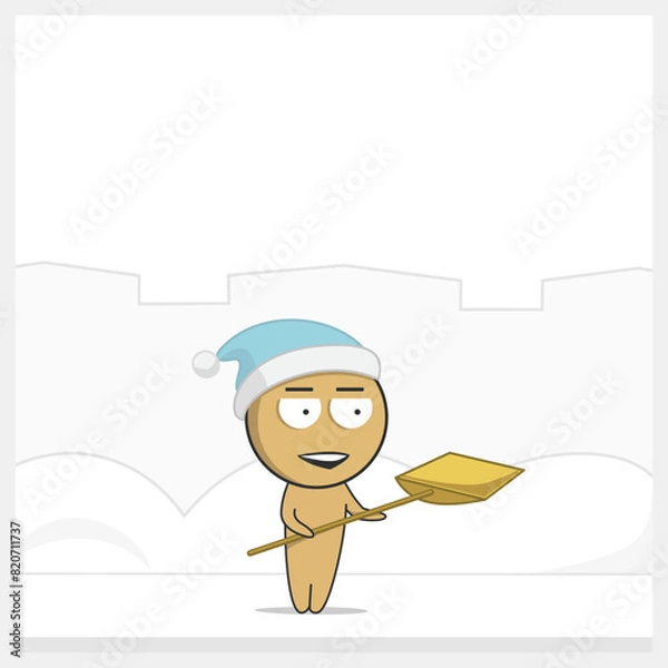 Obraz Boy with a snow shovel
