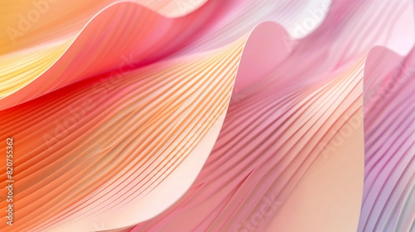 Fototapeta Abstract Background with Wavy Multicolor Stripes in Pink, Orange, and Yellow Tones