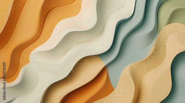 Fototapeta Abstract Background with Wavy Layers in Soft Pastel Colors