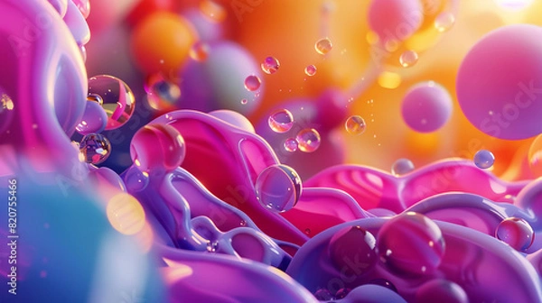 Fototapeta Colorful Abstract Liquid Shapes and Bubbles for Modern Marketing Designs