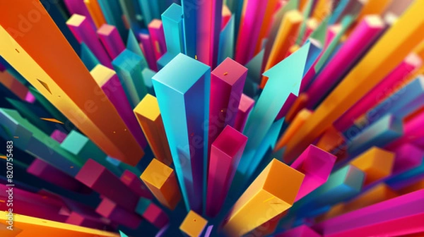 Fototapeta Abstract Colorful Geometric Shapes Representing Continuous Learning and Growth Concept