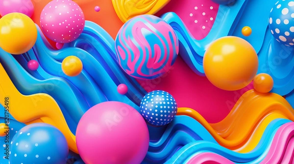 Fototapeta Vibrant Abstract Background with Colorful Spheres and Flowing Shapes