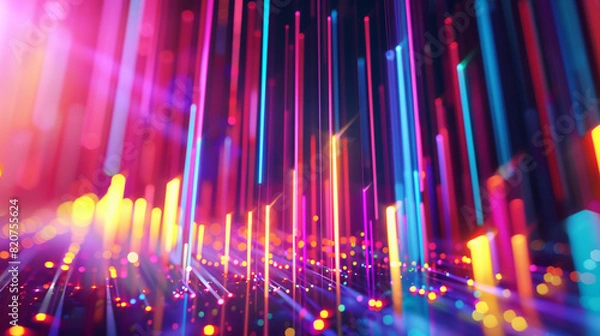 Fototapeta Abstract Colorful Light Streaks Representing Data Transmission in a Digital World