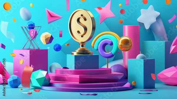 Fototapeta Colorful Abstract Illustration of Incentives and Rewards