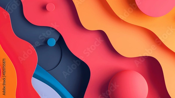 Fototapeta Vibrant Abstract 3D Paper Cut Background with Colorful Layers and Shapes