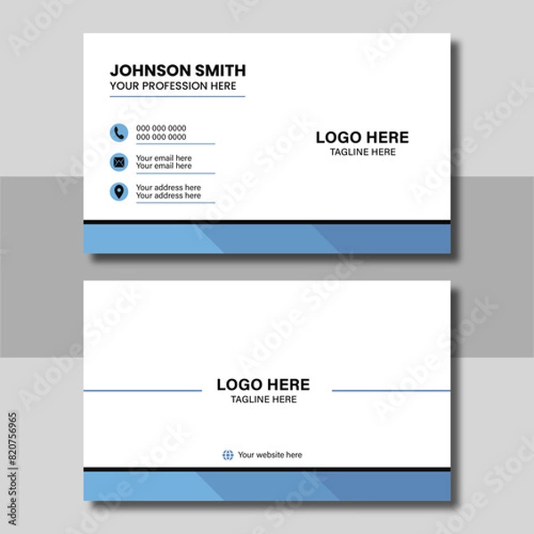Fototapeta Creative and modern business card template. Business card for business and personal use. Vector illustration design. Horizontal layout, Print ready.