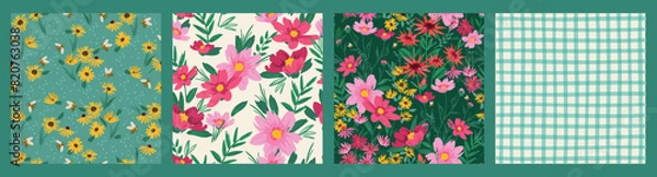 Obraz Floral seamless patterns. Vector design for paper, cover, fabric, interior decor and other