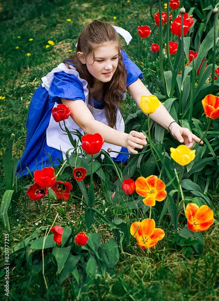 Obraz child with tulips