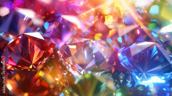 Fototapeta Colorful gemstones shimmering with light reflections