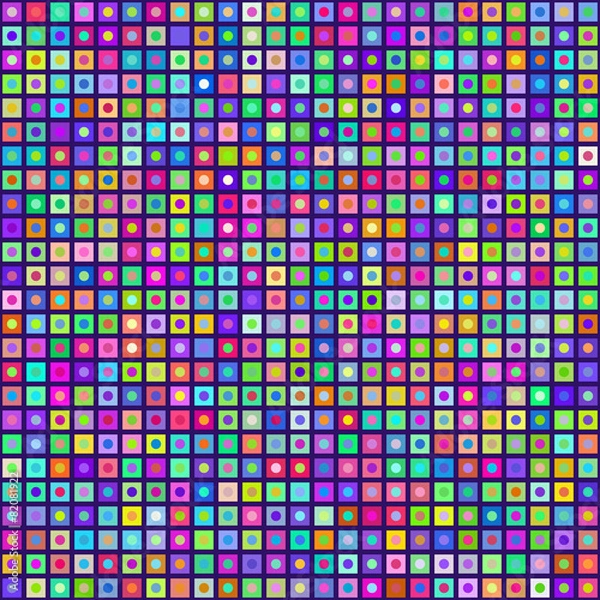 Fototapeta Multicolored Circles Inside Squares Seamless Background. EPS8 Ve