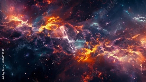 Fototapeta Abstract Nebula with Glowing Energy Cosmic Current