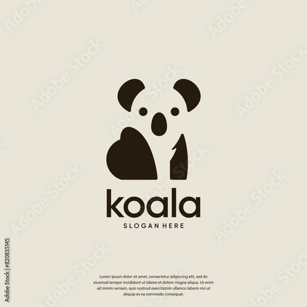 Obraz creative koala , animal concept , friendly , logo design symbol.