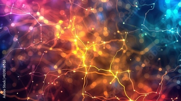 Obraz Abstract Digital Network of Connected Lines in a Vibrant Glow