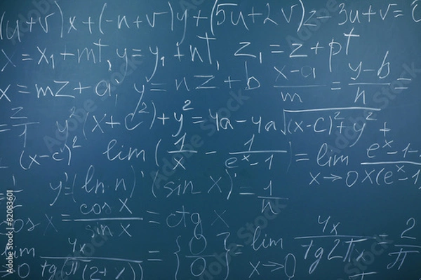 Fototapeta Maths formulas on chalkboard background