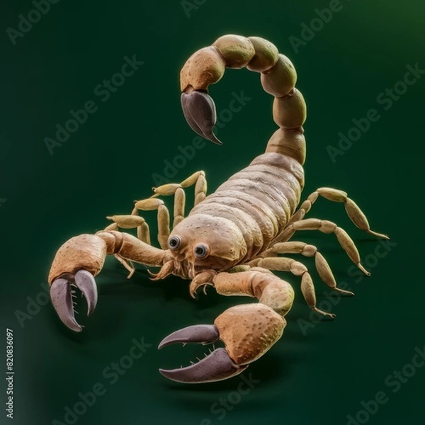 Obraz scorpion on a dark green background