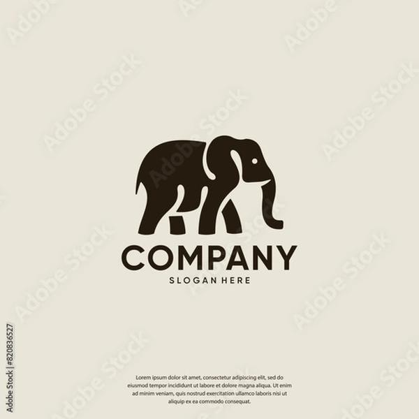 Obraz big elephant, elegant style, logo design template.