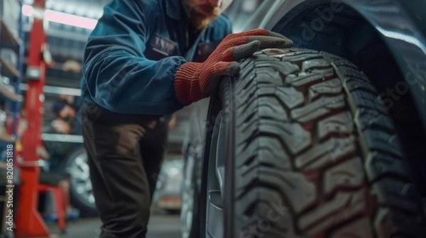 Obraz Mechanic Changing Tires