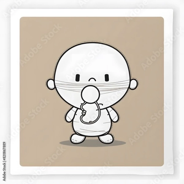 Obraz baby with a pacifier, cute cartoon character