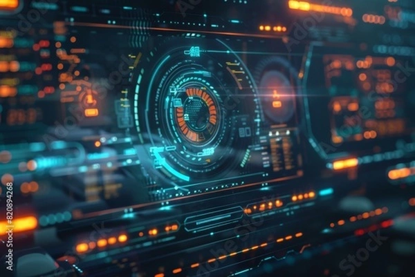 Fototapeta Hi-tech business video conferencing. Beautiful simple AI generated image in 4K, unique.