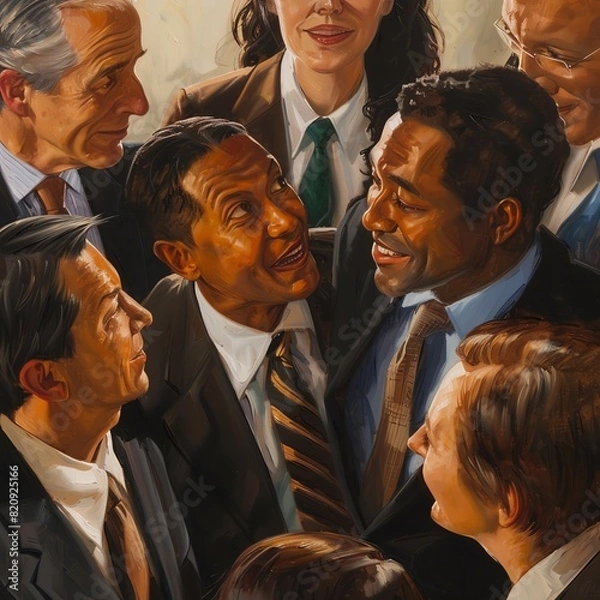 Fototapeta Depict a close-up image of a diverse group of corporate shareholders in a meeting