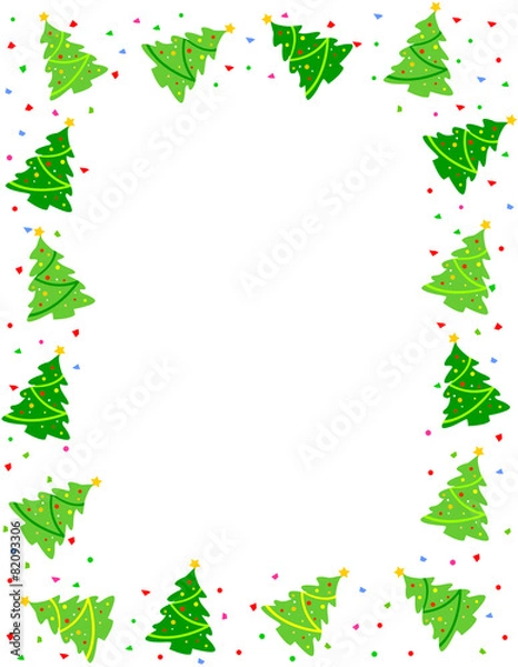 Fototapeta Decorated christmas tree frame with confetti