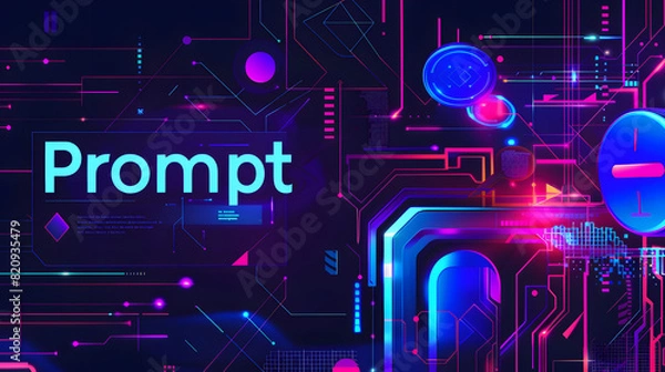 Fototapeta Futuristic AI prompt illustration. High-tech background concept. Ready to use command prompt box