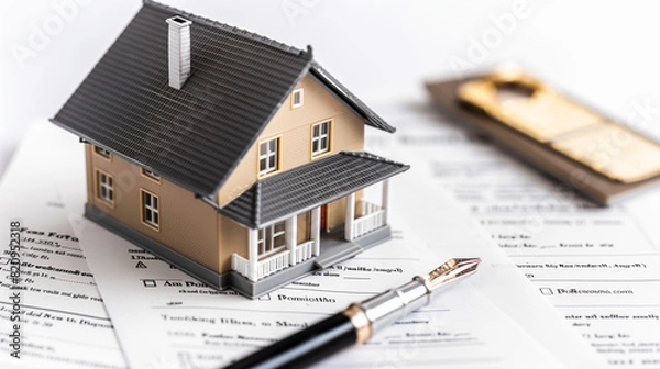 Fototapeta House Model on Document With Pen