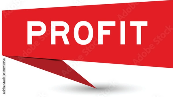 Fototapeta Red color speech banner with word profit on white background