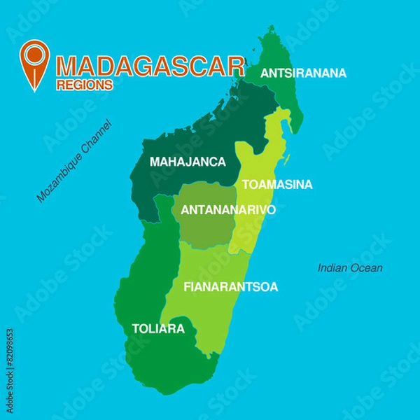Obraz Madagascar map regions