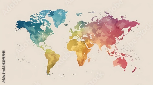 Obraz Dotted world map,color world map,Vector design illustration
