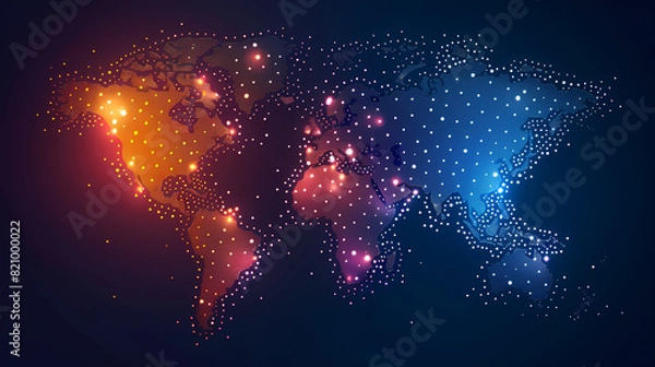 Fototapeta Dotted world map,color world map,Vector design illustration