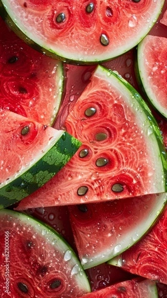 Fototapeta A bunch of slices of watermelon sitting on top of each other