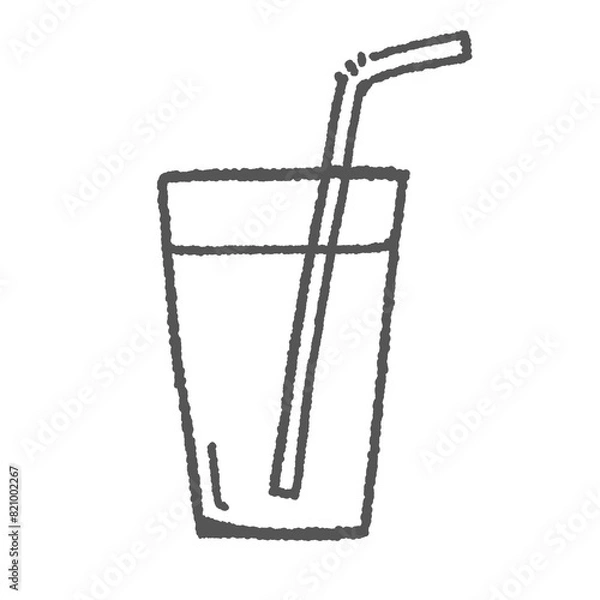 Obraz 飲み物とストローのシンプルな線画　ぬりえ
