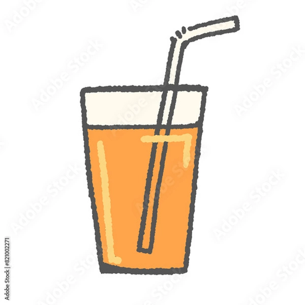 Obraz シンプルなストロー付きオレンジジュース